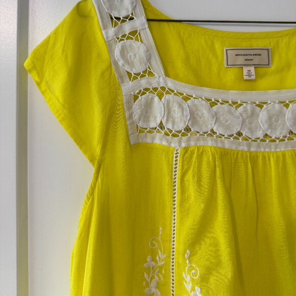 Moulinette Soeurs (Anthropologie) lemon yellow embroidered peasant top / sz 10 - Picture 10 of 11